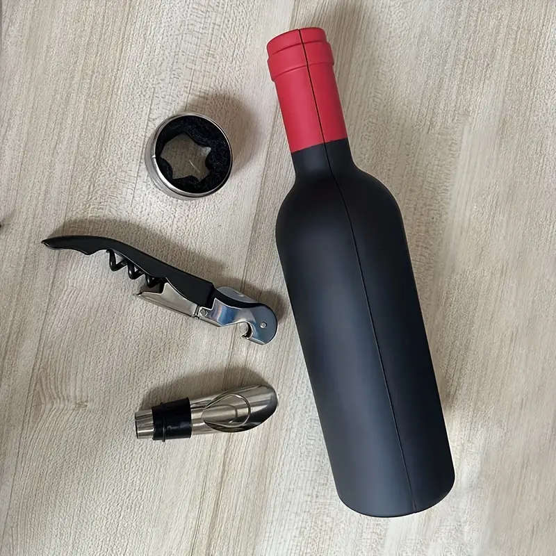 3pcs Stainless Steel Wine Opener Set with Decorative Box Includes Corkscrew Pourer Foil Cutter Perfe