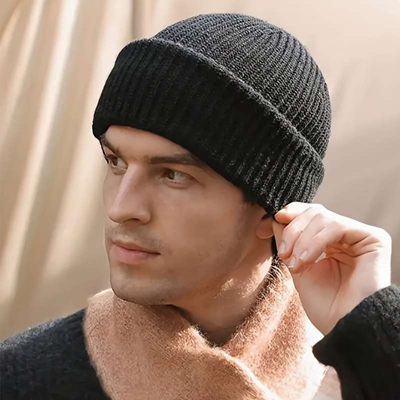 1pc 2-in-1 Polyester Knit Balaclava Beanie Hat with Windproof Face Mask Casual Style 90% Polyest