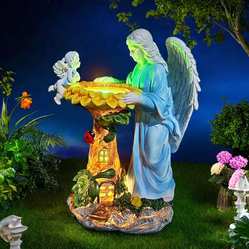 1 x Solar Angel Statue with Color Changing LED