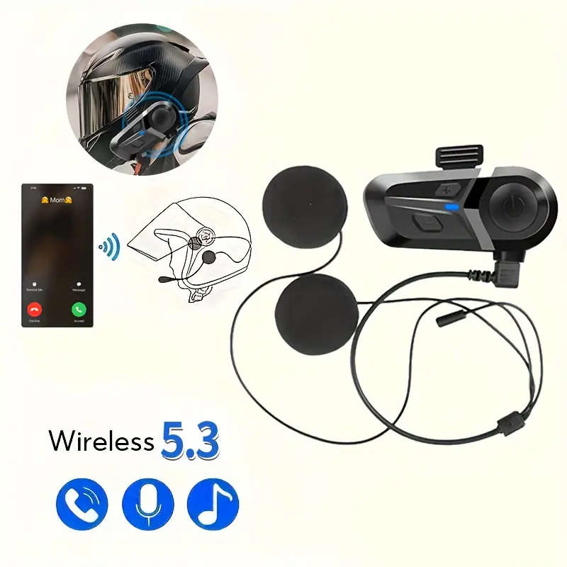 Wireless Motorcycle Helmet Headset with Noise Cancellation