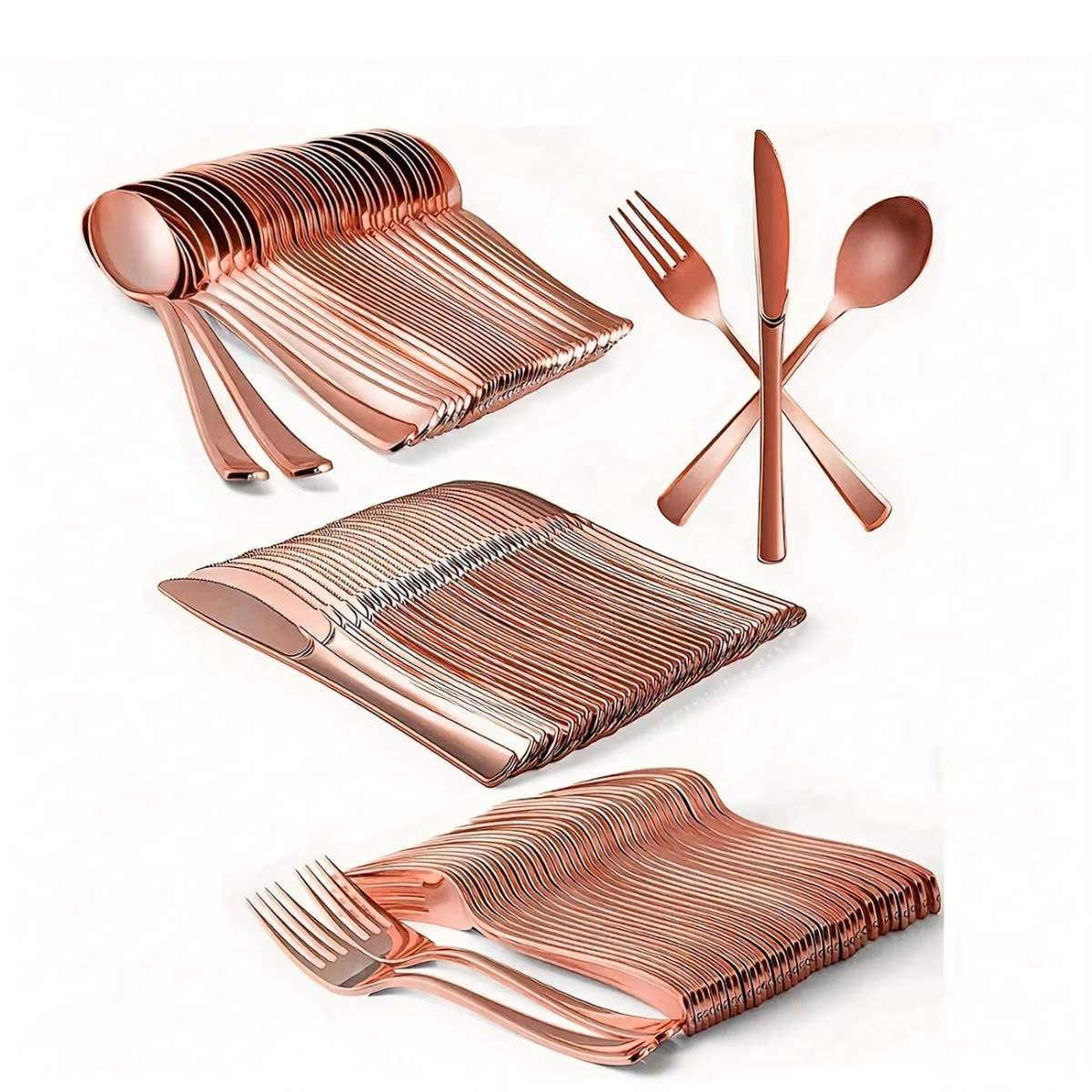75pcs Rose Golden Cutlery Set