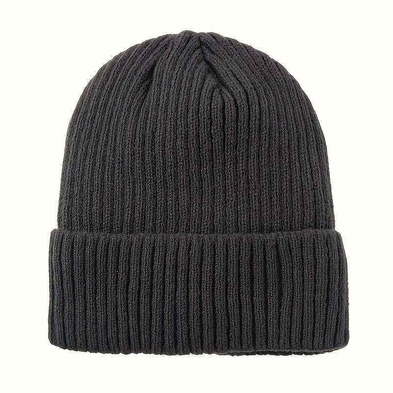 Winter Warmth Unisex Knit Beanie Hat with Folded Cuff Acrylic 95% Polyester 5% Elastic