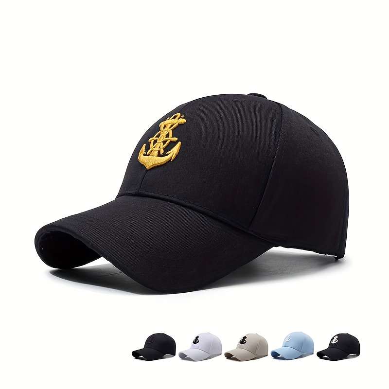 Adjustable Lightweight Baseball Cap For Sun Protection Featuring A 3D Anchor Embroidery Suita