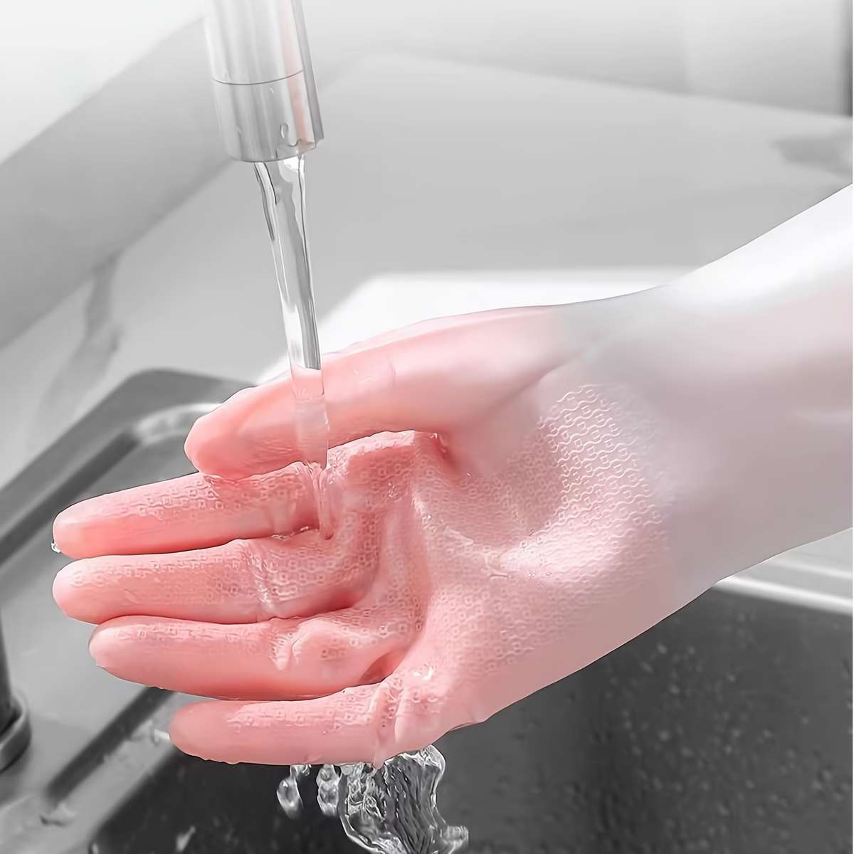 1 Pair Light Green Household Cleaning Gloves