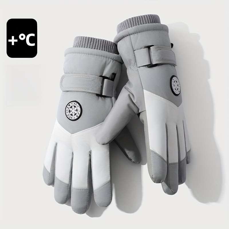 1 Pair Gray White Warm Gloves