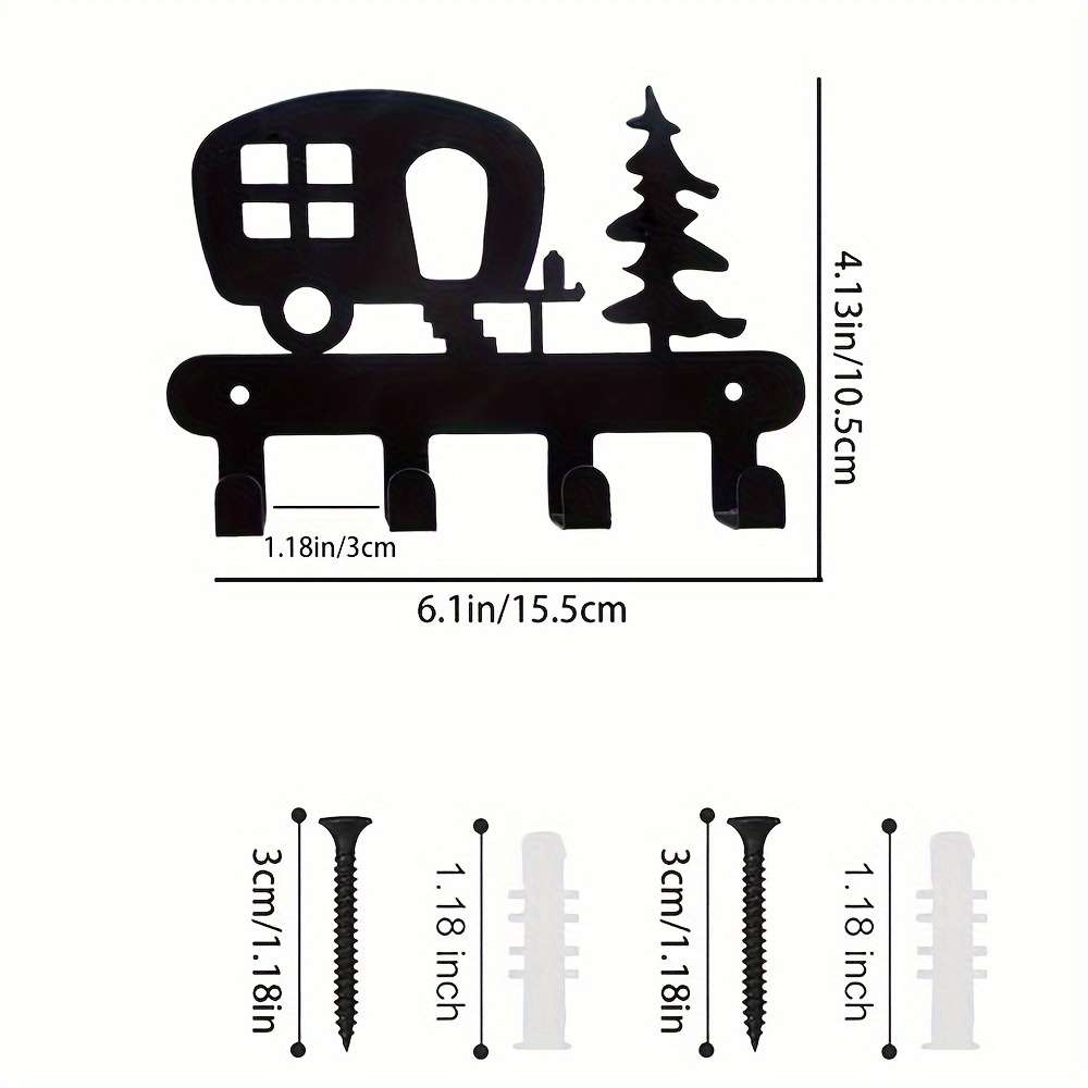 4 Hooks Metal Car Key Hook Door Back Wall Decoration Clothes Hat Hook Decor Wall Decoration Garage D