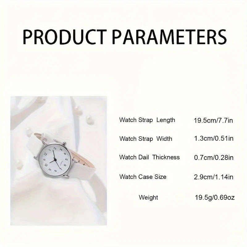 2pcs Women's Simple PU Leather White Quartz Watch