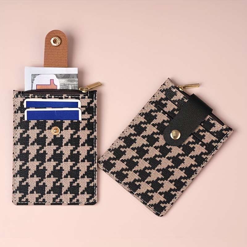 1pc Solid Trendy Card Holder Buckle Vertical Design For Traveling Shopping