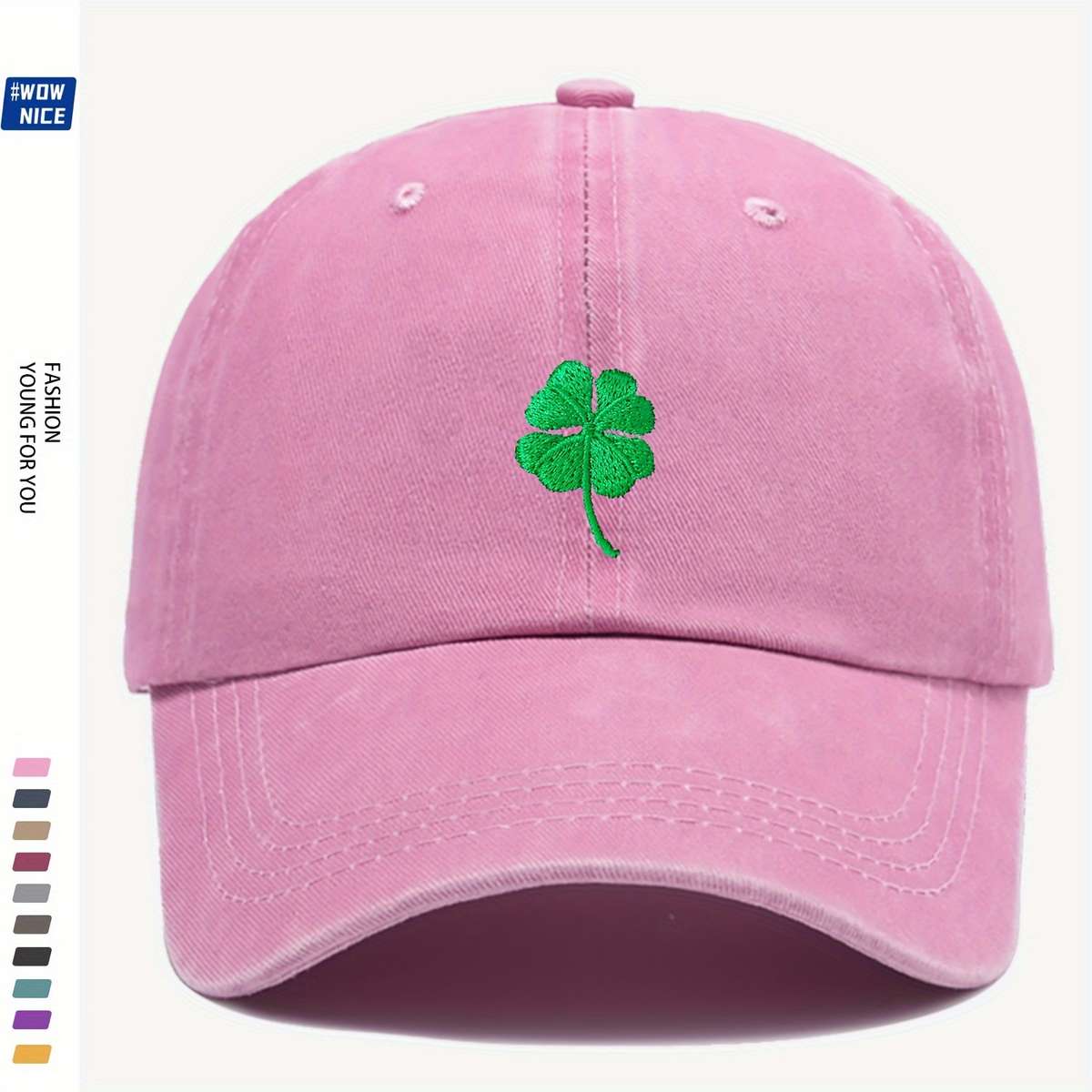 1pc Lucky Clover Embroidered Baseball Cap Breathable Adjustable Fit Lightweight Polyester Ide
