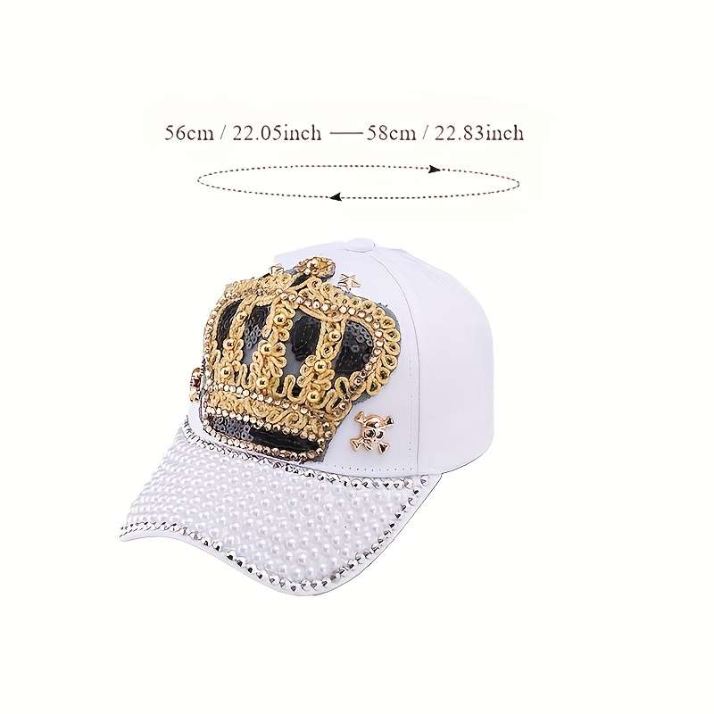 Baseball Cap Designer'S New Style With Crown Embellished With Diamonds And Pearls Denim