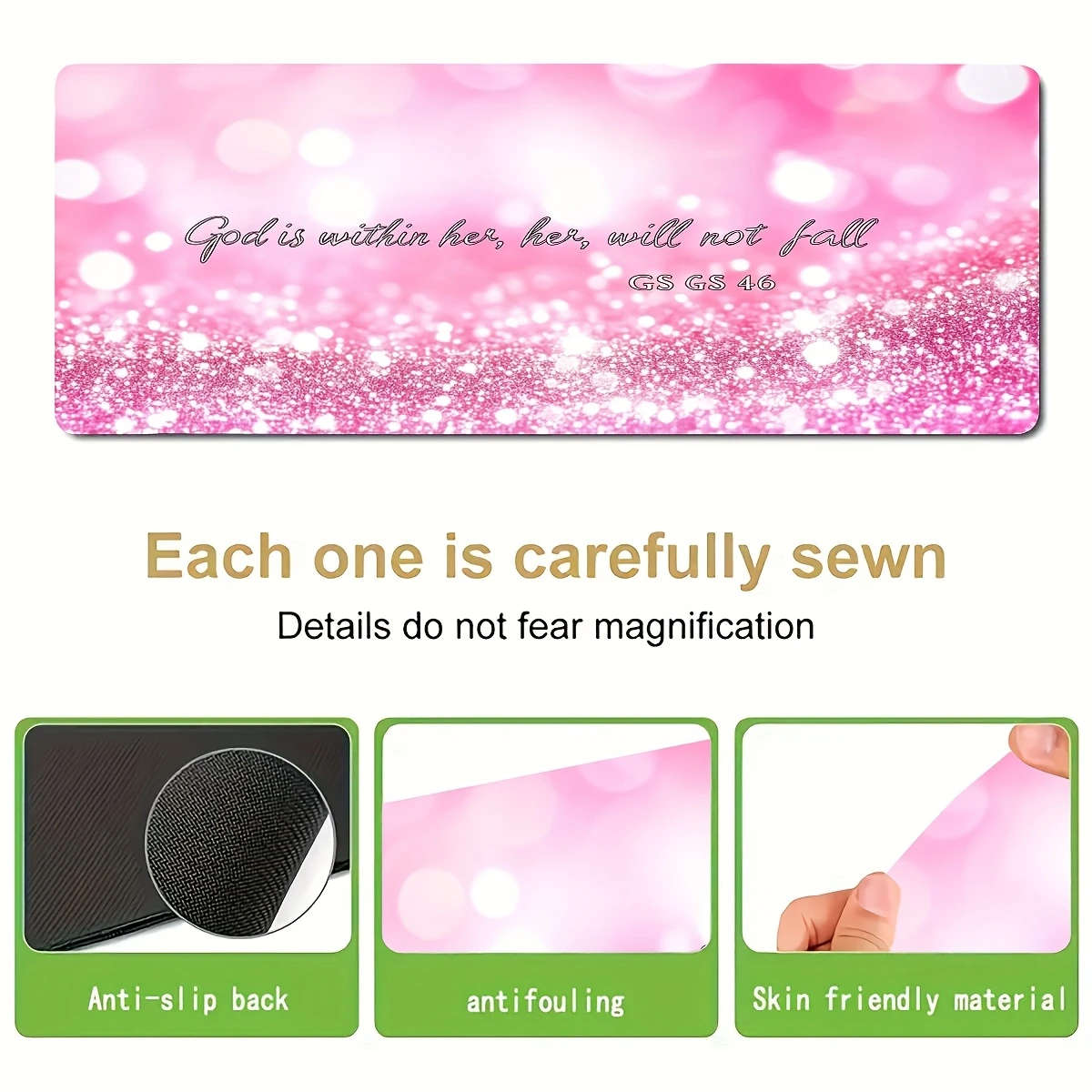 30x60cm Durable Gaming Mouse Pad Waterproof Non-Slip Inspirational Pink Design