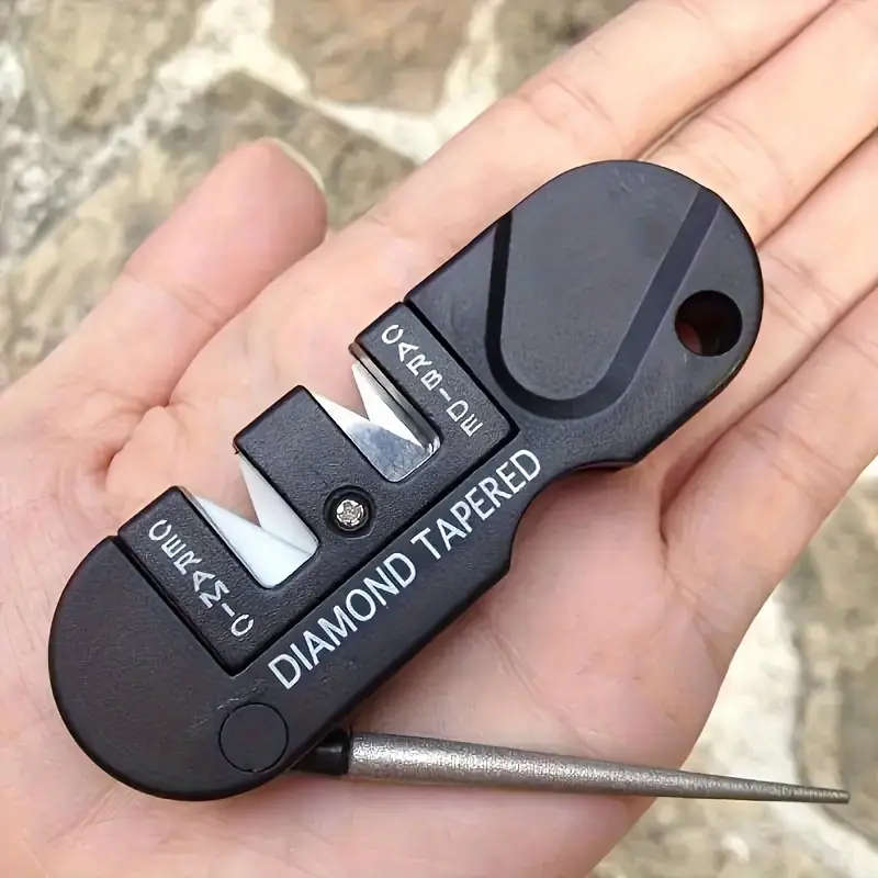 1pc Diamond Tungsten Steel 4-in-1 Knife Sharpener Multifunctional Portable Outdoor Knife Sharpening