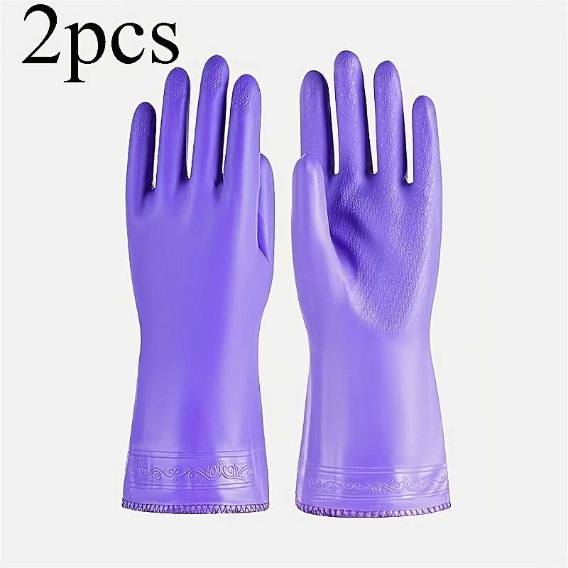 1 Pair Purple Household Cleaning Gloves