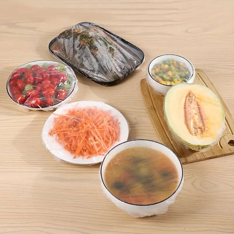 Disposable Food Covers with Elastic Edge, Durable and Convenient for Various Tableware Use, Dustproo