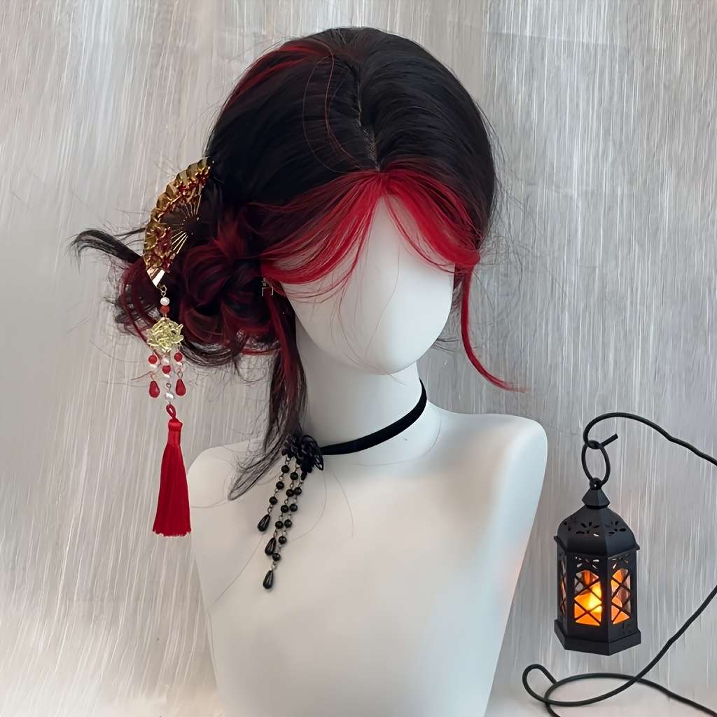 1Pc Black Red 60.96cm Fashion Design Wig