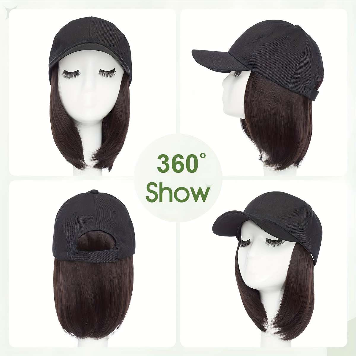 1Pc Black 40.64cm Fashion Design Wig