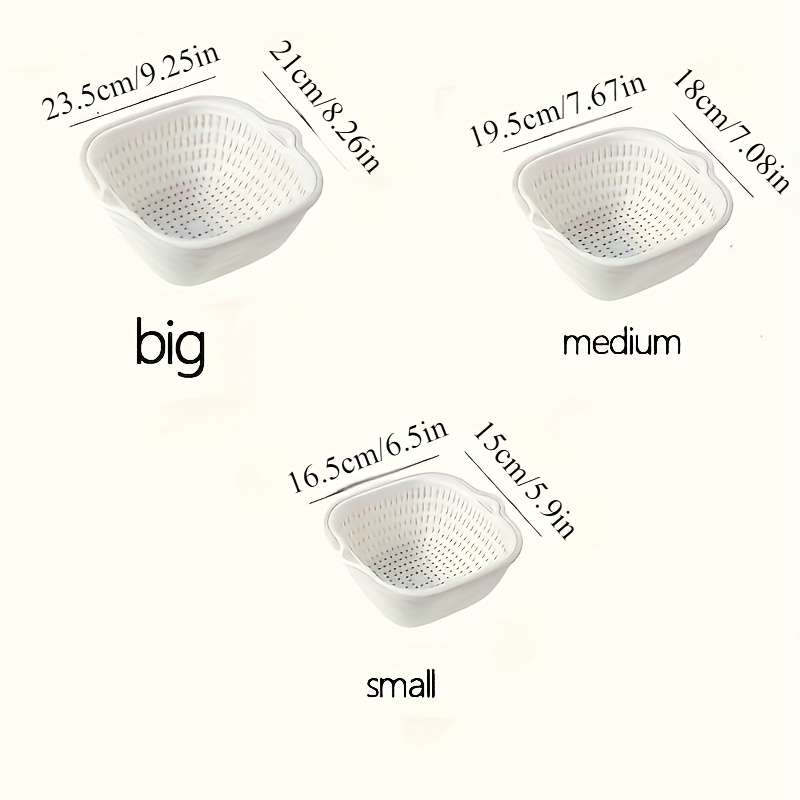 6pcs Set Foldable Double Layer Drain Basket Set Reusable PP Plastic Filter for Washing Veget