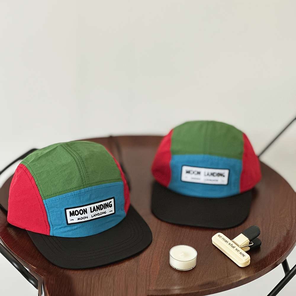 1pc Adjustable Breathable Moonscape Design Baseball Cap Wide Brim Colorful Patchwork Hand Was