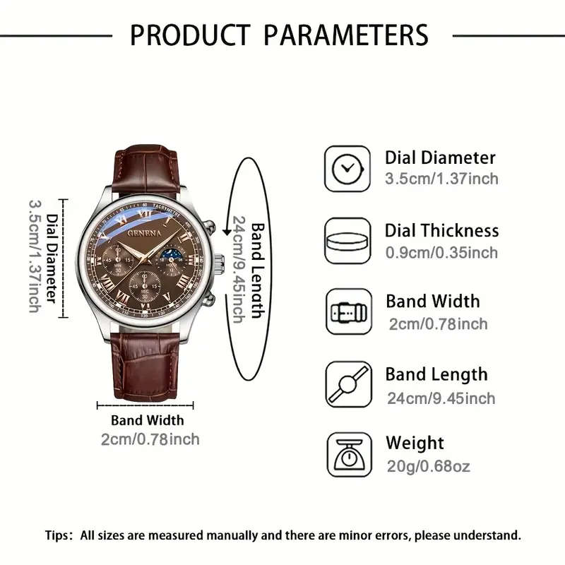 A New MenS Business Casual Round Quartz Wristwatch