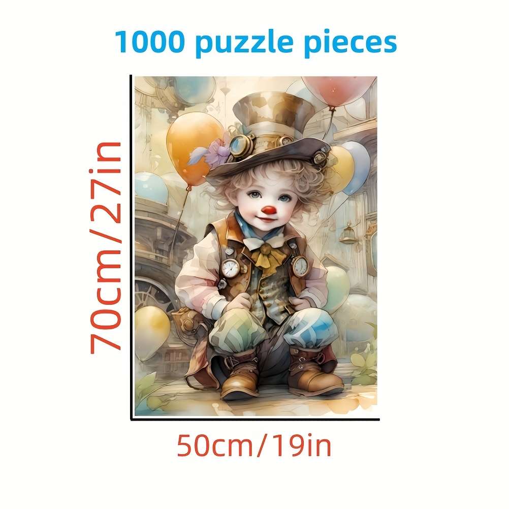 1000-Piece Jigsaw Puzzle Clown with Flowers Design Durable Thick Paper Puzzle for A