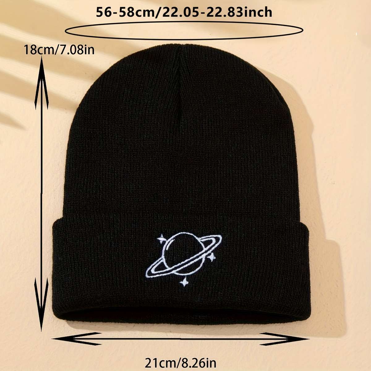Men's Planet Three Stars Embroidered Knitted Hat without Brim Suitable