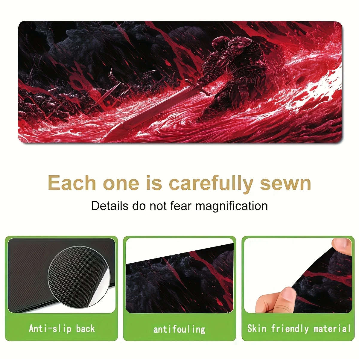 40x90cm Dark Blood Battle Axe Mouse Pad Ergonomic Non-Slip Washable Rubber Desk Mat