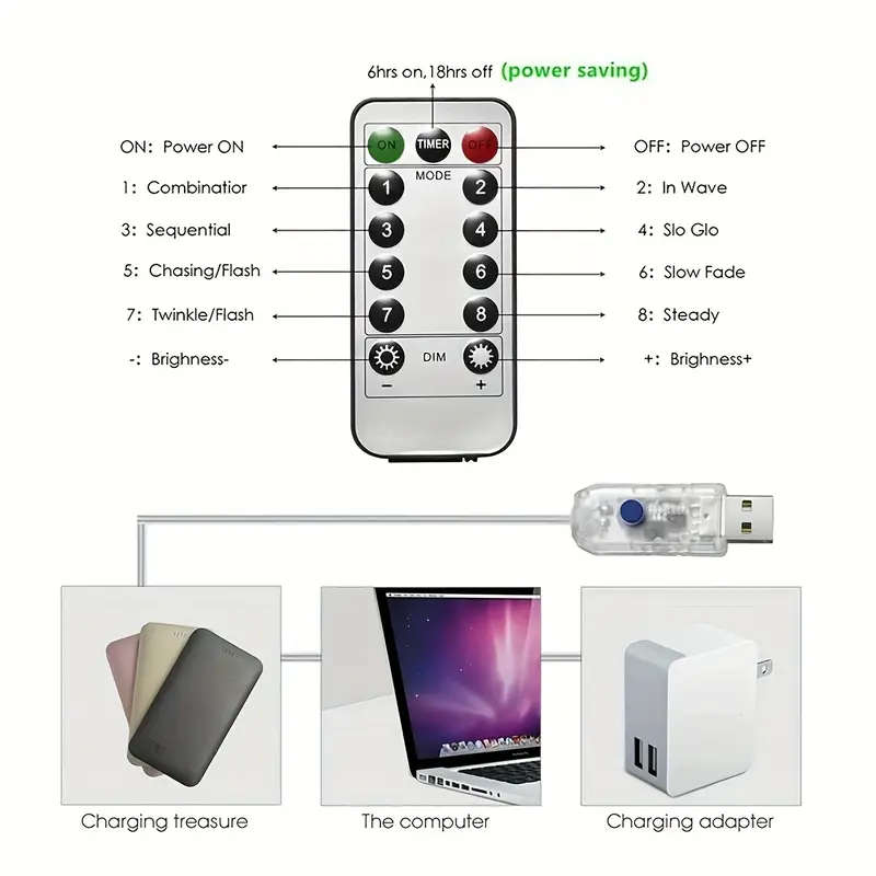 1pc USB Silvery Wire Light String 5m Multicolor