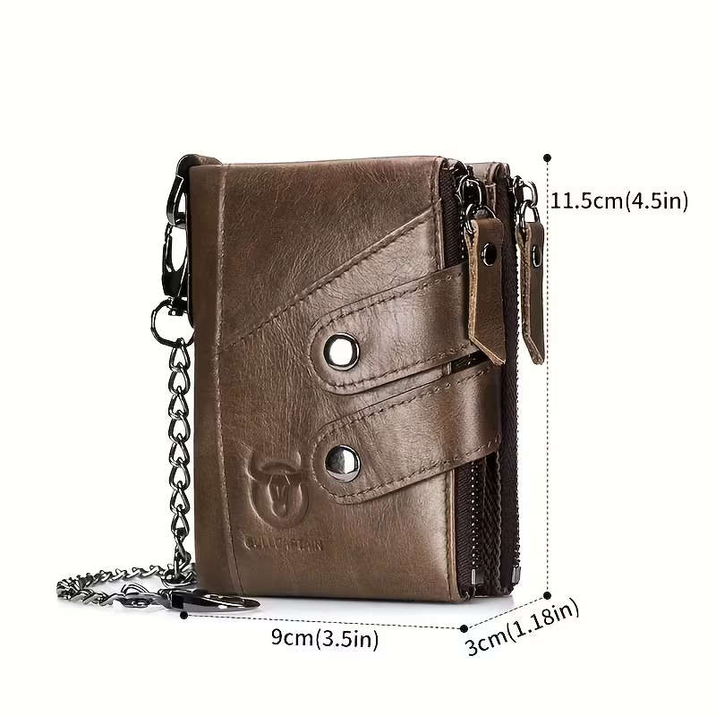 Genuine Bullcaptain Leather Wallet with Large Capacity And Multiple Card Slots