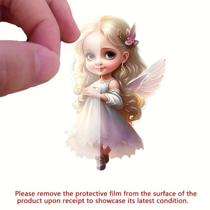 1pc 2D Flat    Acrylic Angel Fairy Pendant Cute Car Interior Decoration with White Wings P