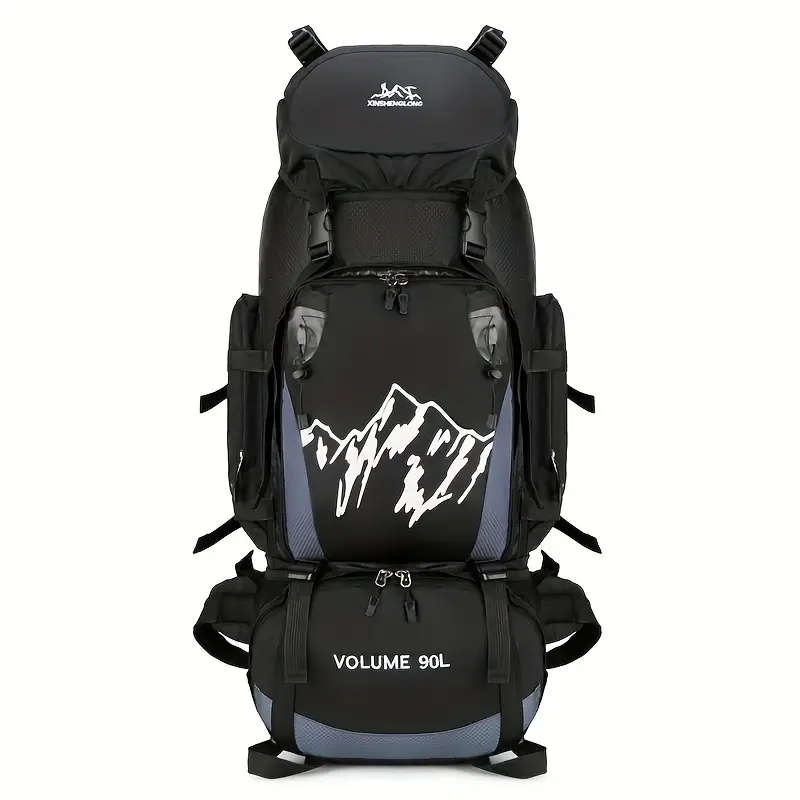 Large Travel Backpack, Camping, Waterproof, Black