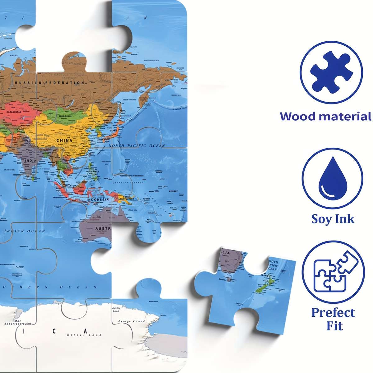 1000pcs World Map Jigsaw Puzzle Wooden Brain-Teasing Activity for Adults Families