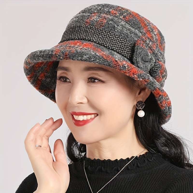 1pc Set Women'S Hat Stylish Vintage Style Autumn And Winter Fisherman'S Hat with Bow Design