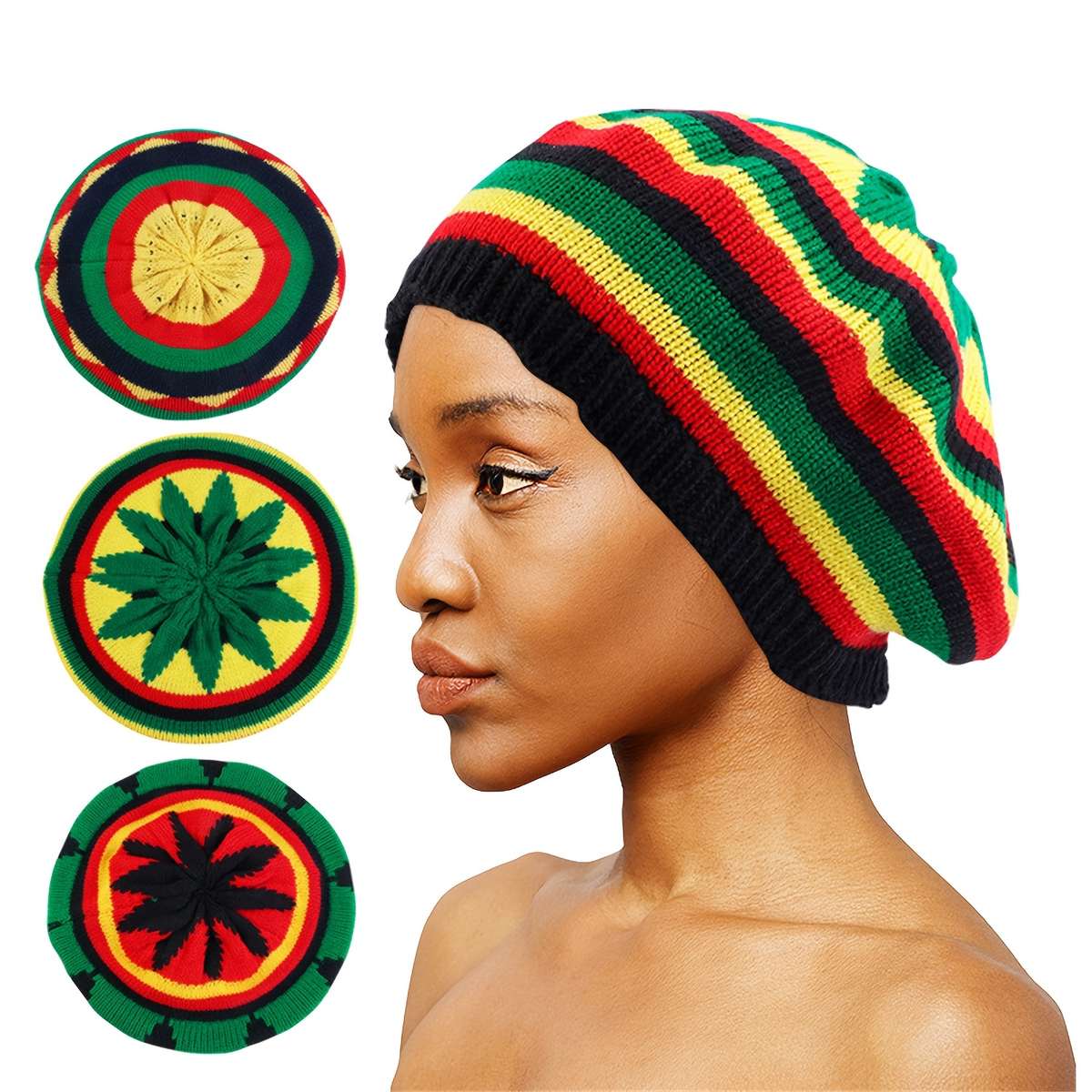 Chic Knit Beret with Faux Braids Versatile Windproof Perfect
