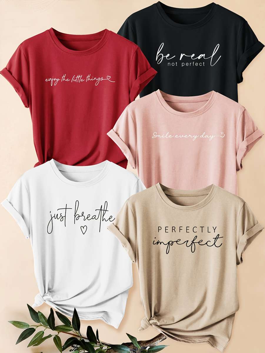 Womens T Shirt Color Red White Black Light Pink Apricot Sizem