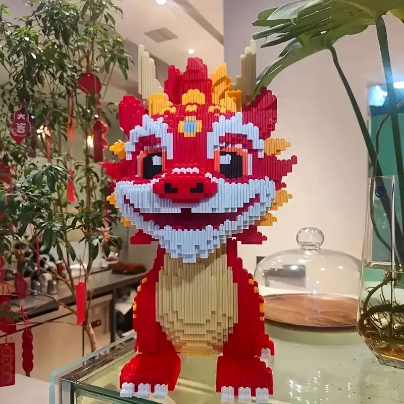 8120 Piece Red Kylin Dragon Building Kit - Colorful Animal Series Model, Challenging Puzzle Craft