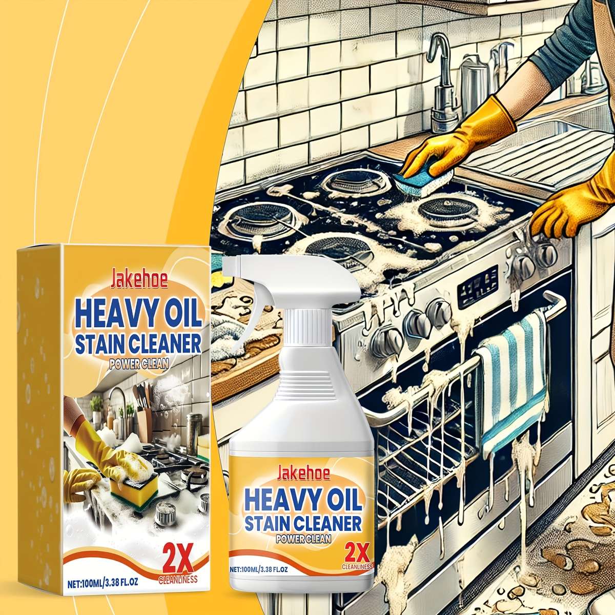 1pc Heavy-Duty Kitchen Grease Oil Remover Spray Citric Acid Formula for Effortless Cleaning