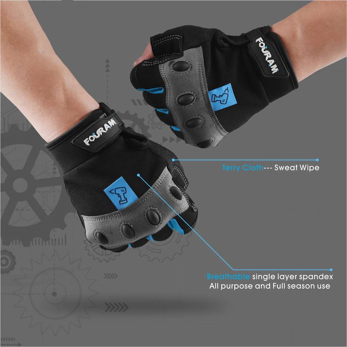 1 Pair Blue Size L Outdoor Sports Gloves