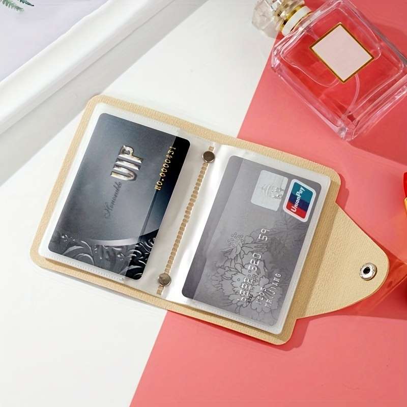 1pc 1 elegant and charming daisy mini card holder PU large capacity buckle closure multifuncti