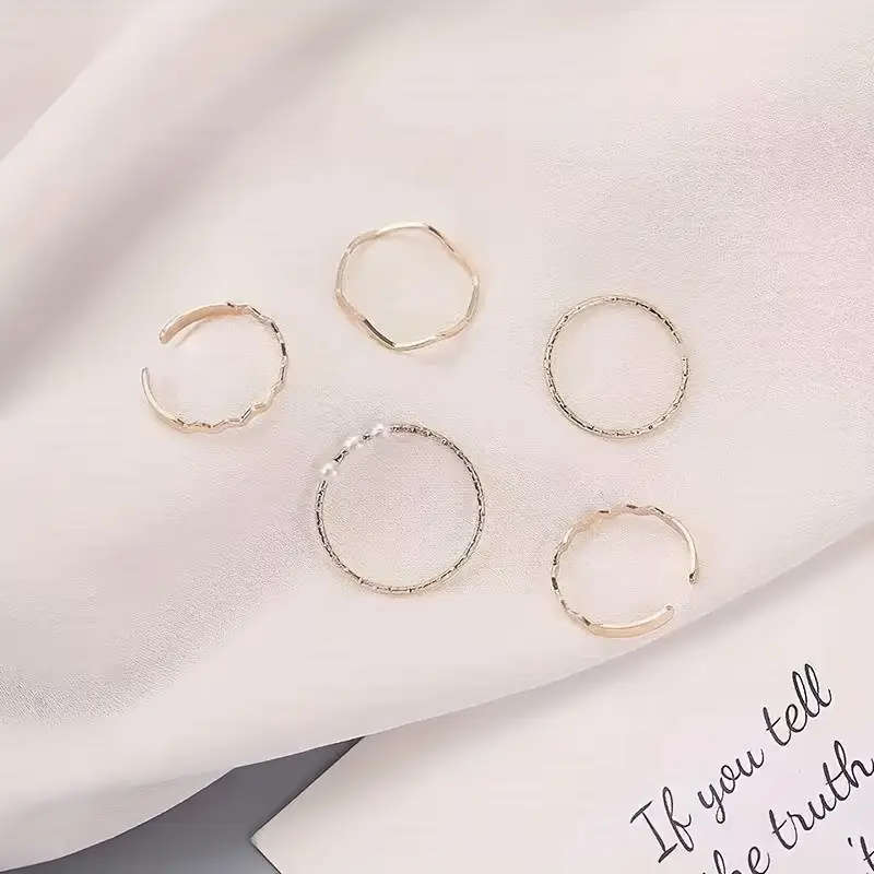 5pcs Niche Ring Trendy Simple Jewelry Set
