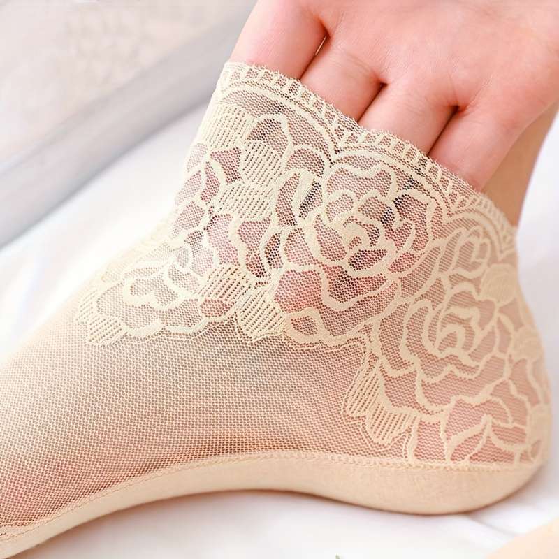 5 Pairs Light Beige One Size High Elastic Socks