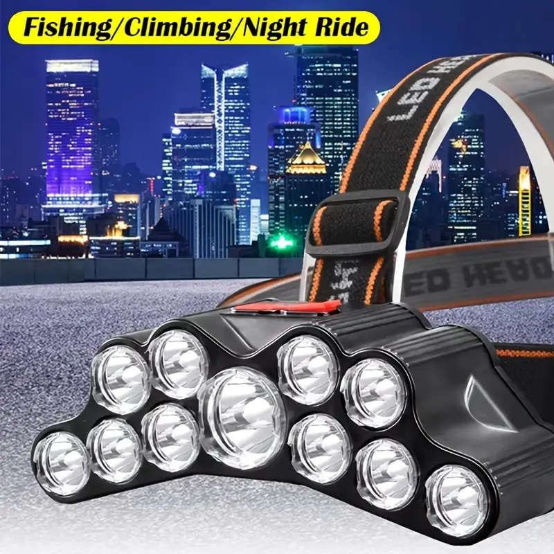 11 LED Super Bright USB Rechargeable Headlamp with 4 Modes