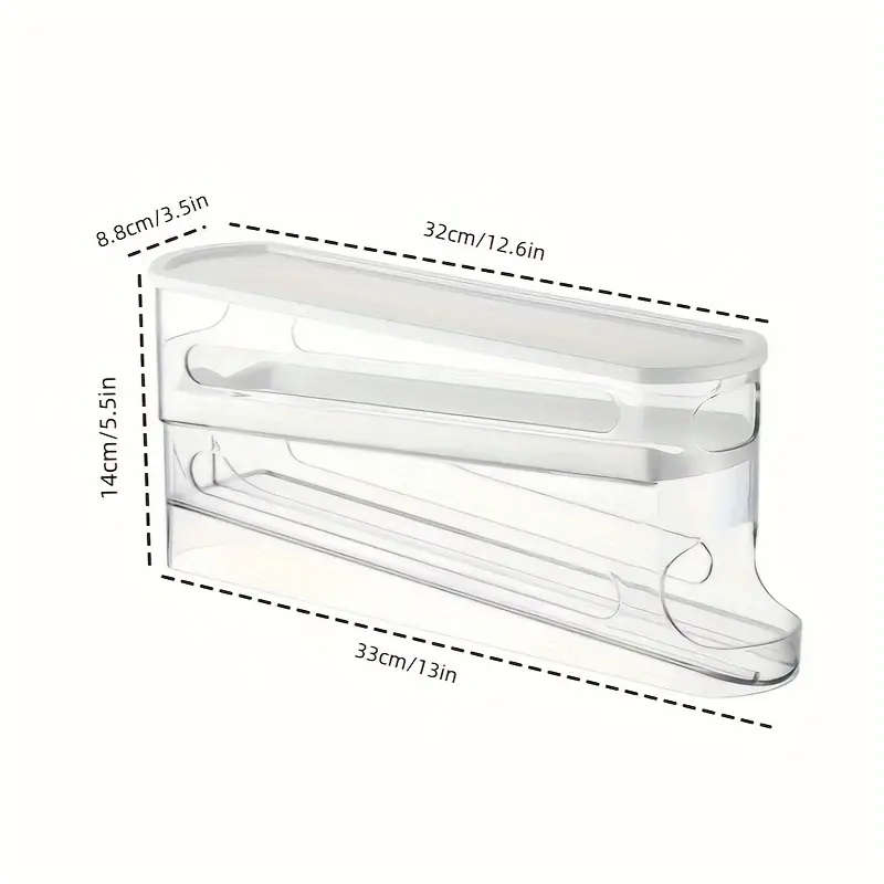 1pc Double-Layer Transparent Automatic Rolling Egg Holder Designed for The Side Door of The Refriger