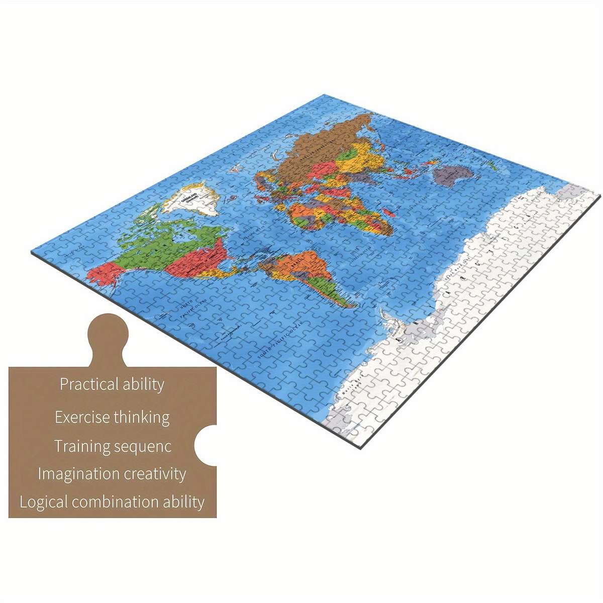 1000pcs World Map Jigsaw Puzzle Wooden Brain-Teasing Activity for Adults Families