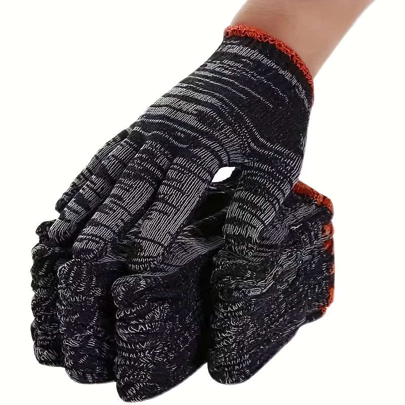 12 Pieces 6 Airs Of Black And White Striped Gloves