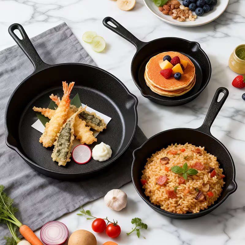 3pcs Cast Iron Skillet Set