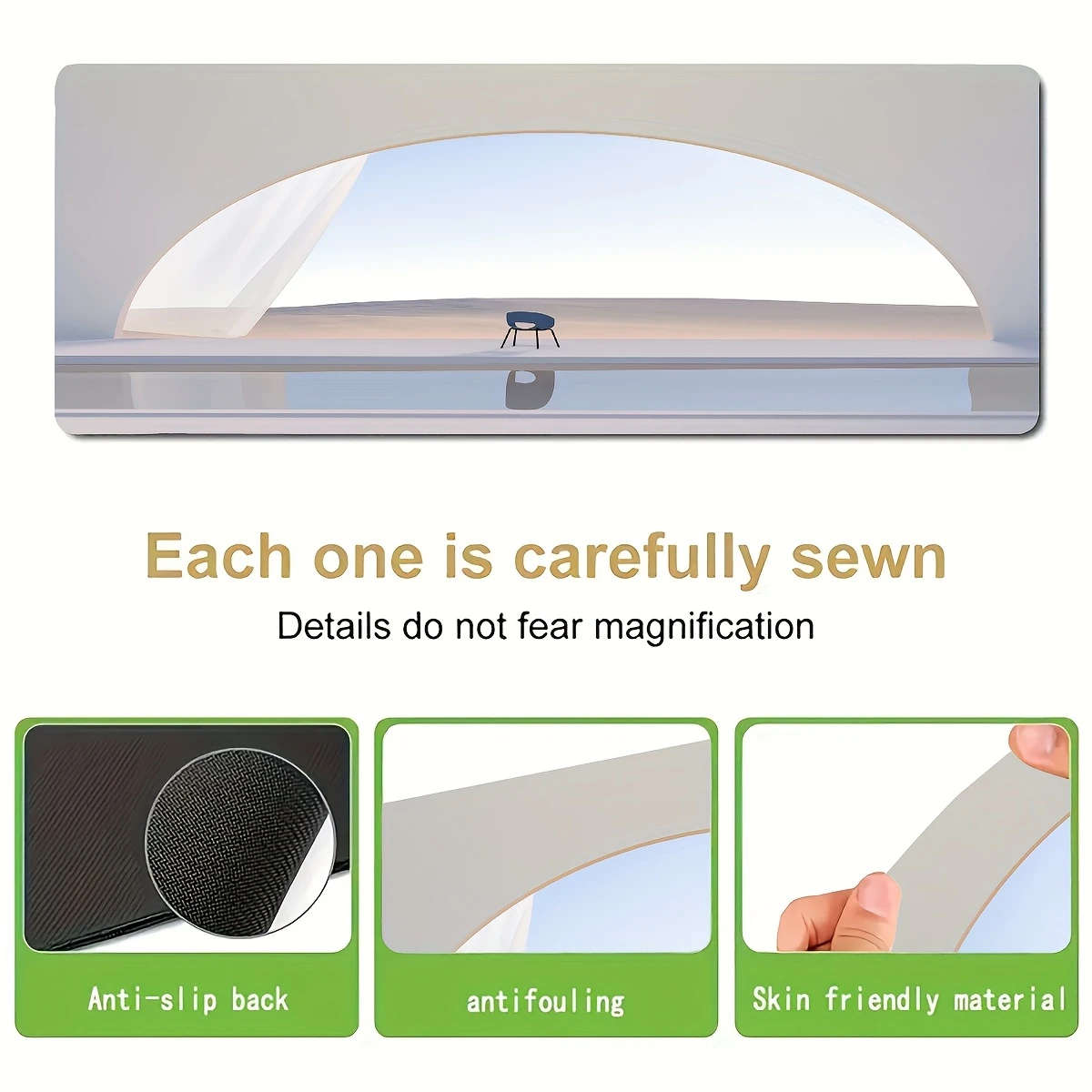 1pc 30x80cm Gaming Mouse Pad with White-Toned Arch Desert Design Non-Slip Durable Rubber Base