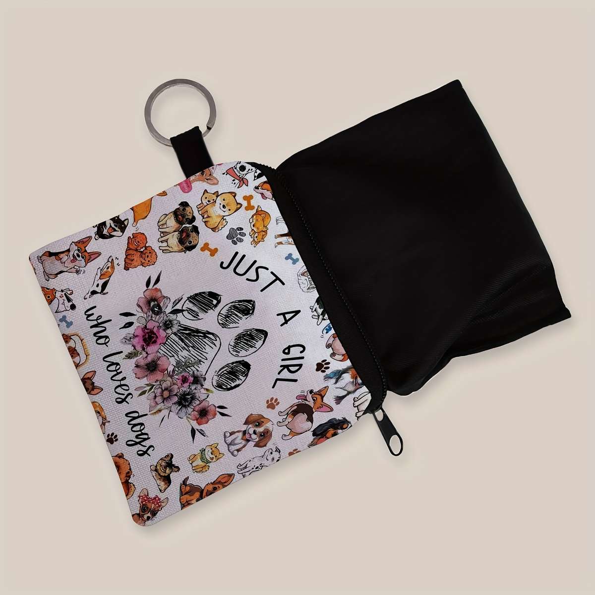 Sweet Cute Dog Print Purse Lightweight Zipper Pouch