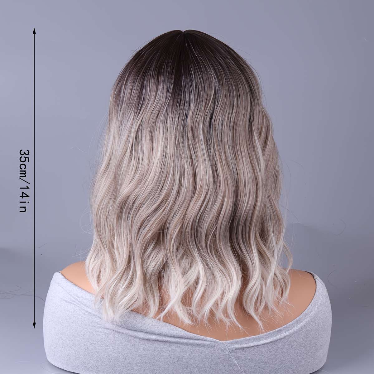 1Pc Gradient Golden 35.56cm Fashion Design Wig