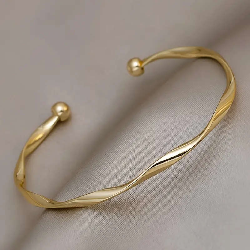 Elegant Simple Twist Open Cuff Bracelet