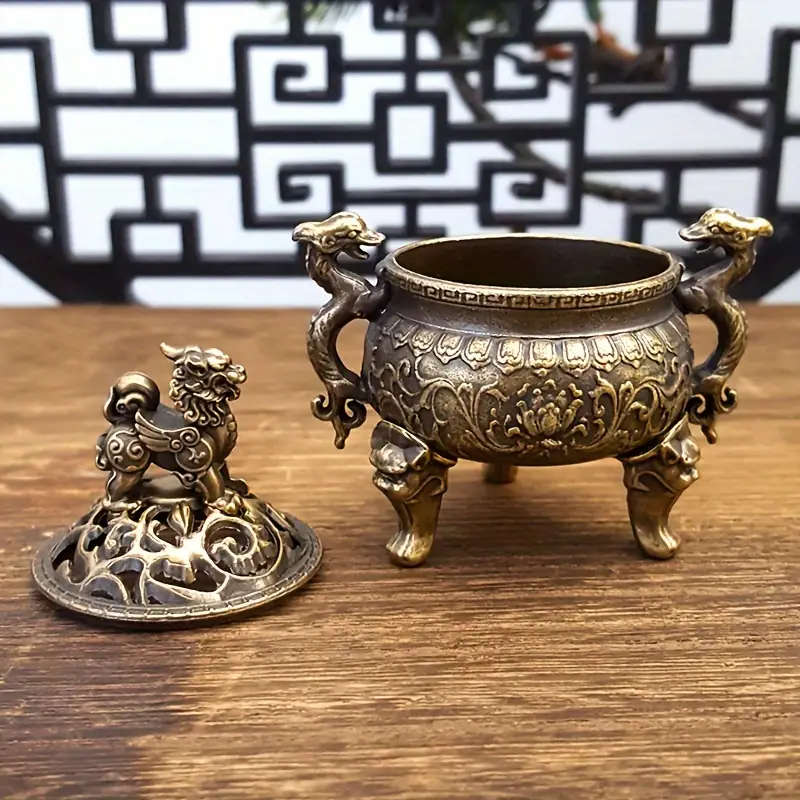 1 x Vintage Metal Kirin Incense Burner